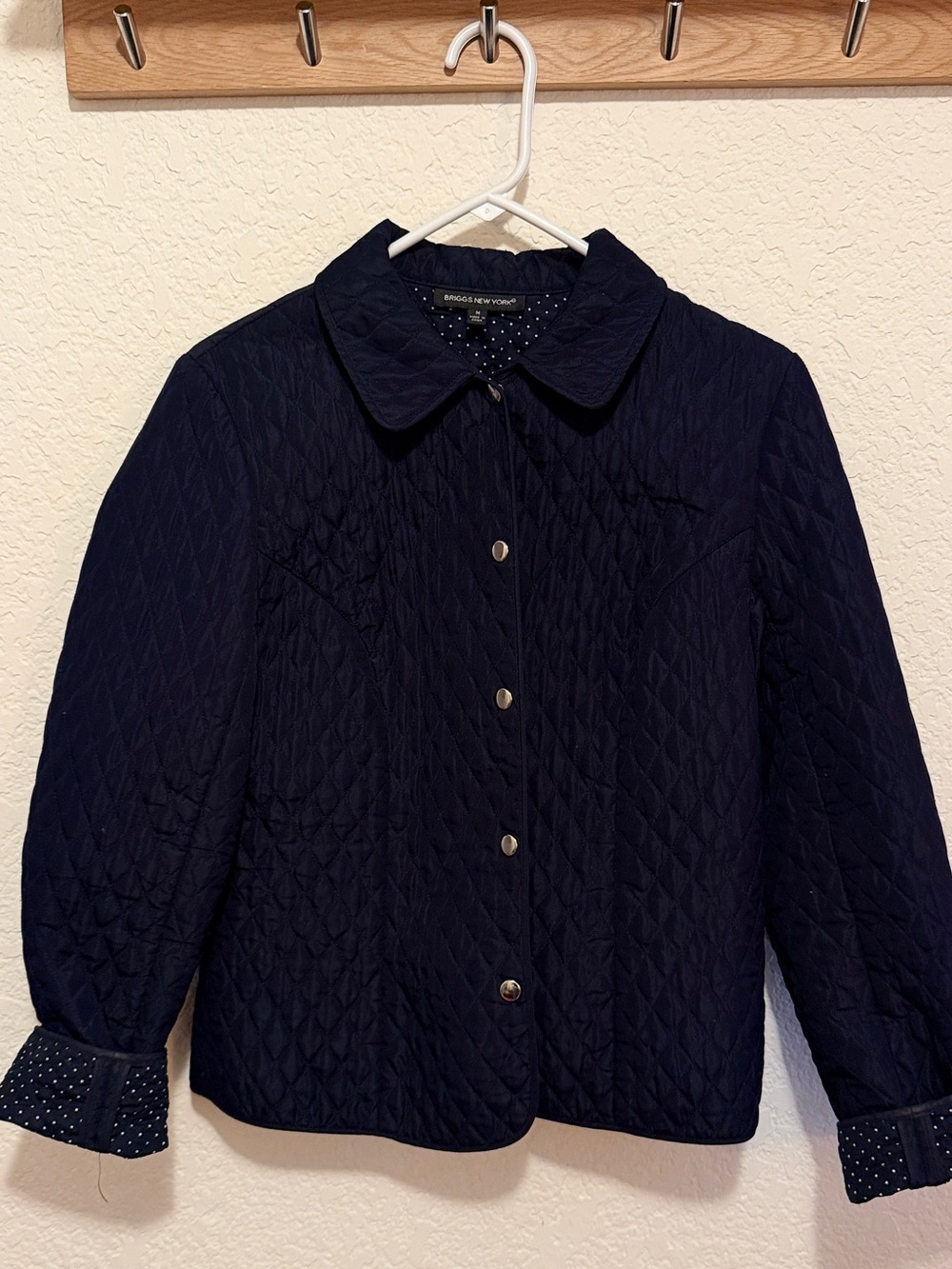 Quilted Navy Button-Front Jacket